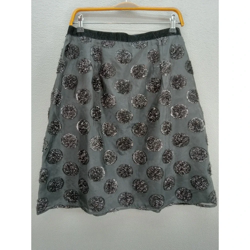 RSVP by Talbots Metallic Tinsel Polka Dot Skirt Women's 12P Black Whimsigoth NWT